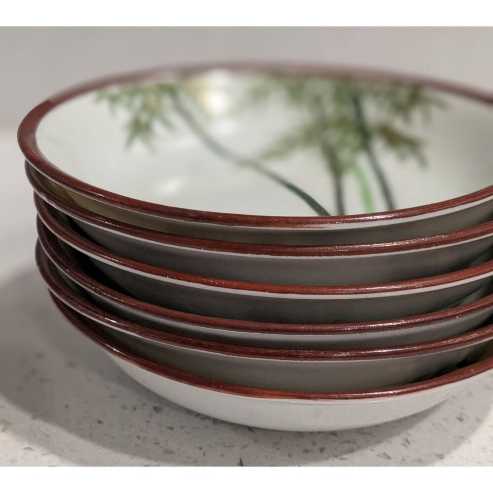 Six Kutani Bamboo design fruit bowls Eggshell China Japan Pre-1930 - Picture 13 of 13